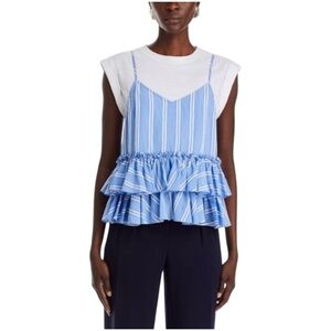 Cinq a Sept - Samantha Two Piece Blue Stripe Set Size Medium